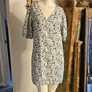 New N Tag Anna Cate Lily Print Haley Floral Cotton V-Neck Mini Dress Small